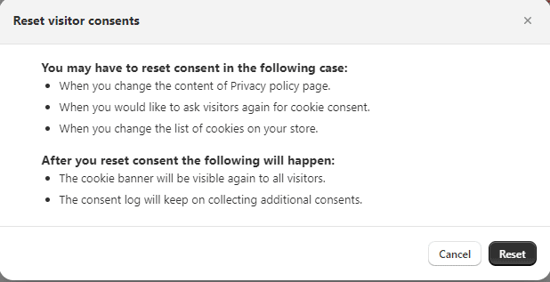 Reset All Visitor Consent Feature