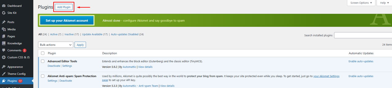 Add WordPress plugin