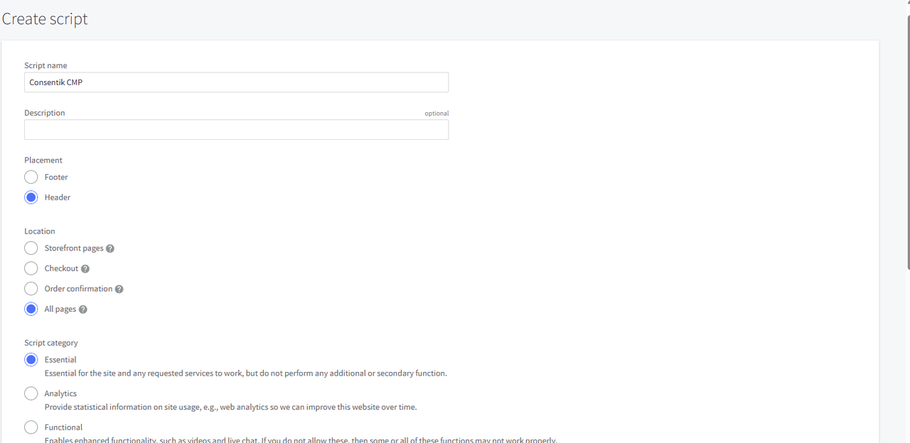 Set up script on BigCommerce