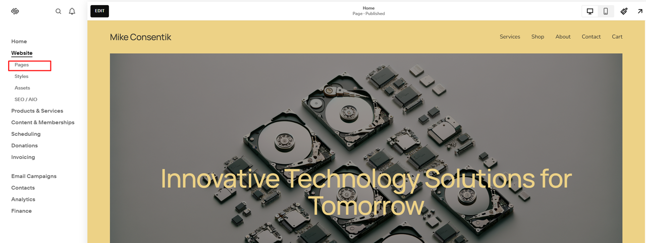 squarespace setting
