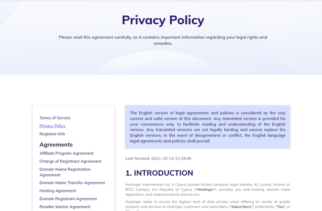 a Clear Privacy Policy