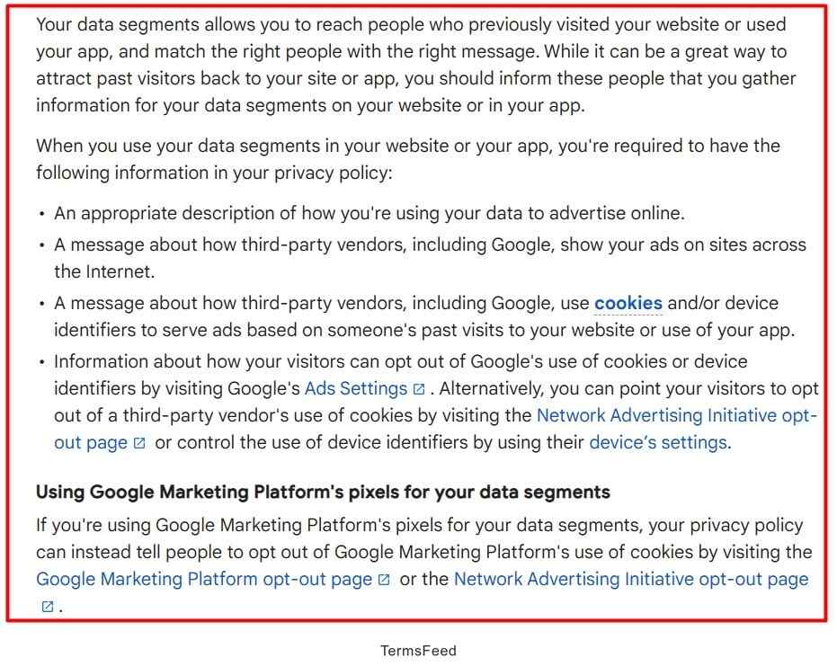 Google Ads Remarketing Privacy Policy Requirements