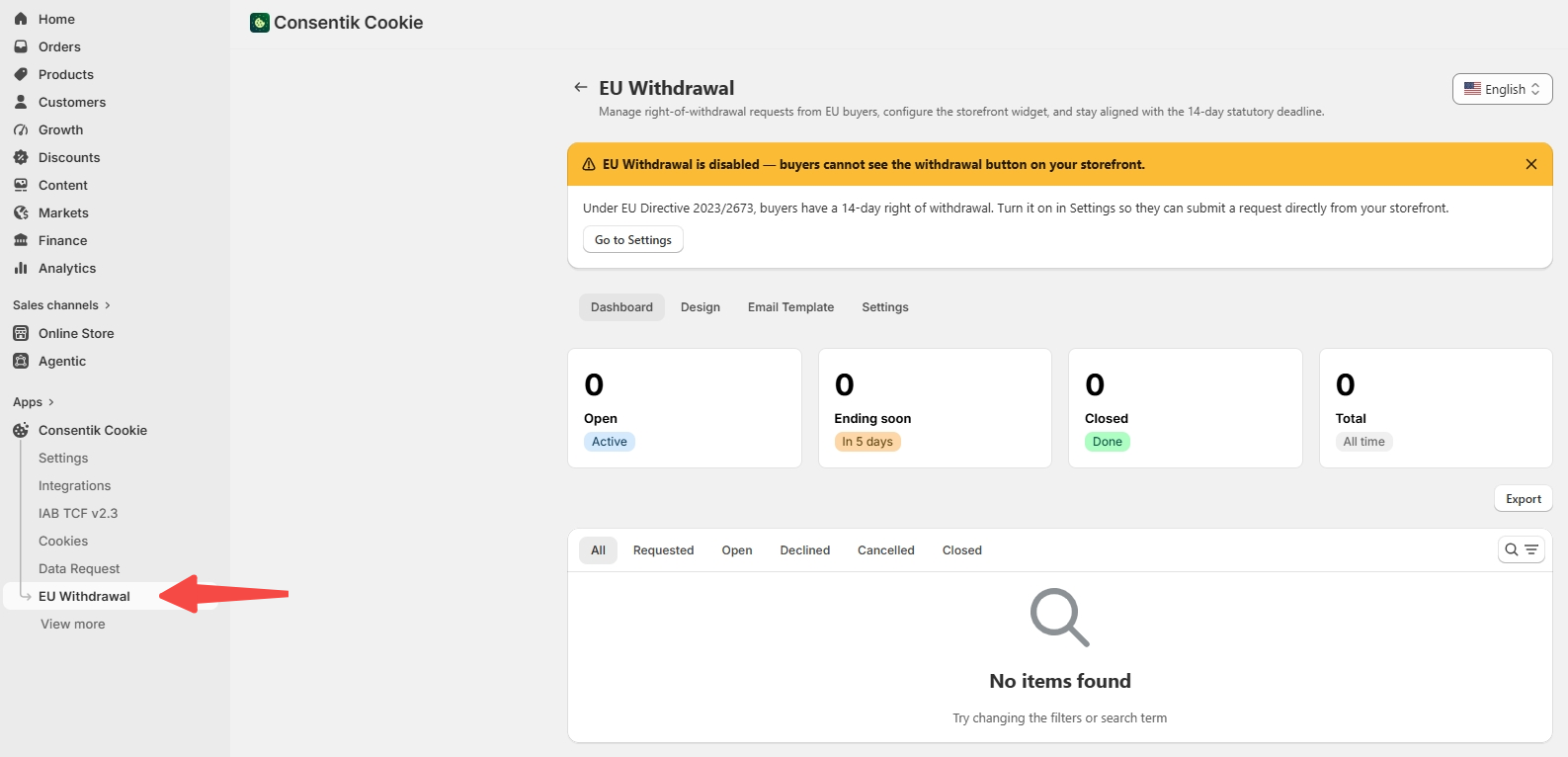EU Withdrawal button by Consentik