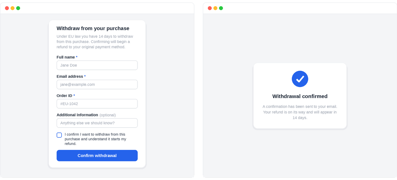 Withdrawal confirmed