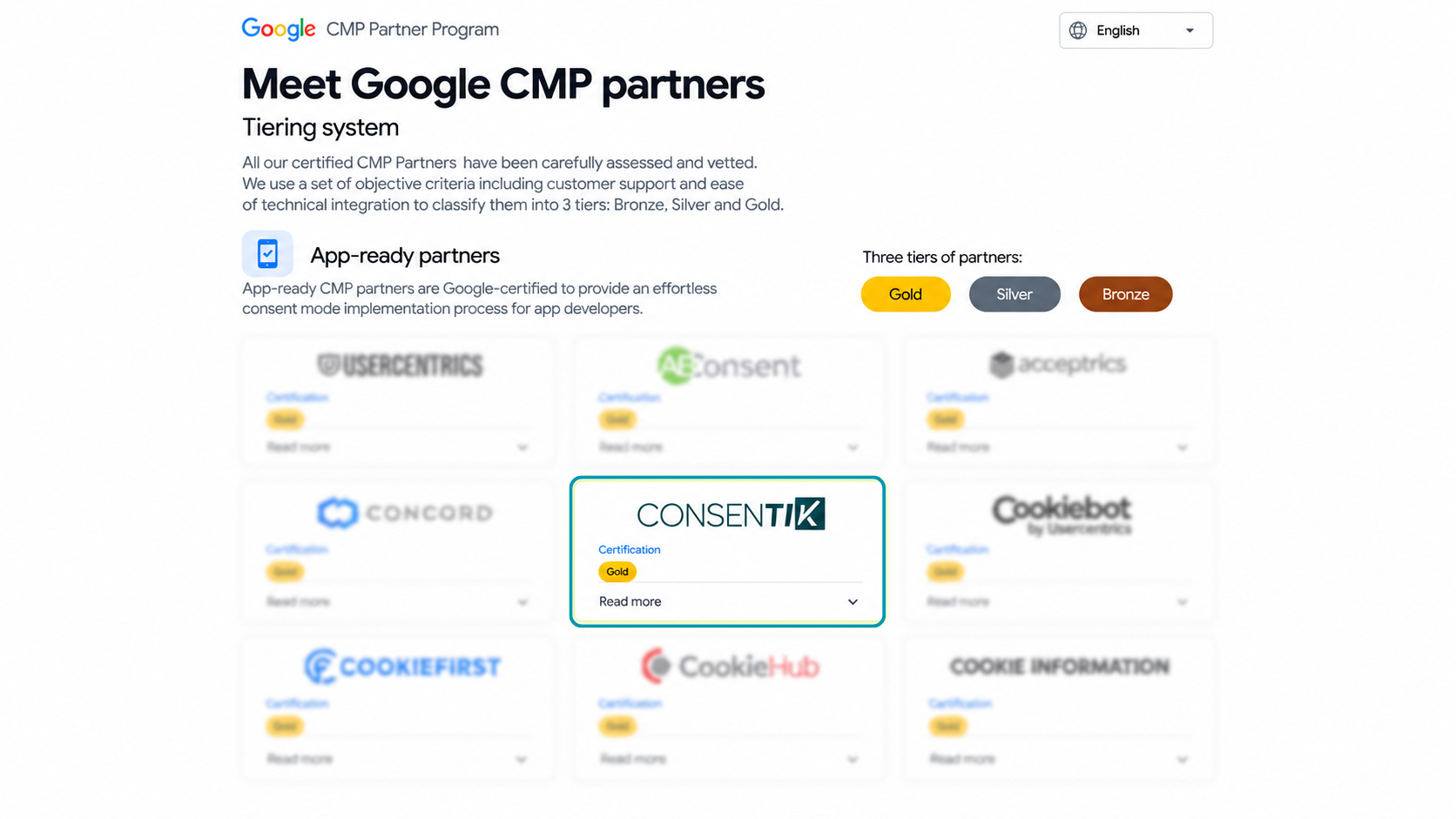 Consentik Gold Partner Google CMP
