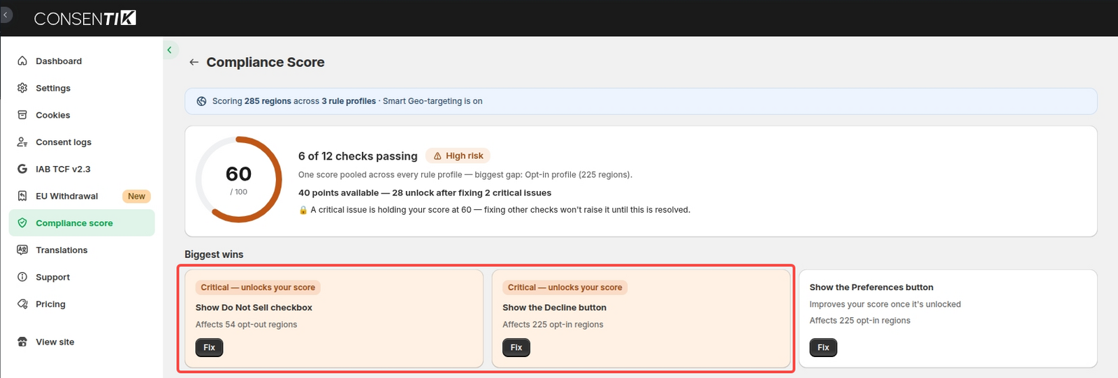 Critical checks lock your score