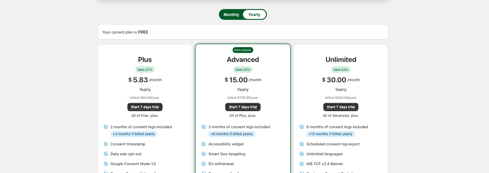 Get X more months of consent log — free